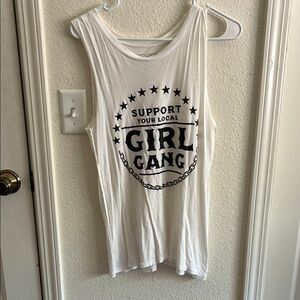 White Graphic Tank Top
